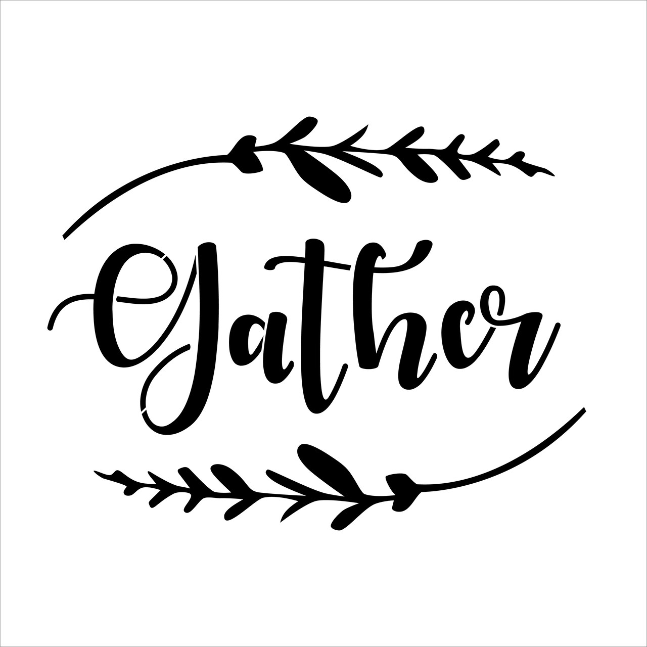 Gather with Leaf Sprigs Embossing 12 x 12 Stencil | FS019 by Designer Stencils | Word & Phrase Stencils | Reusable Stencils for Painting on Wood, Wall, Tile, Canvas, Paper, Fabric, Furniture, Floor | Reusable Stencil for Home Makeover